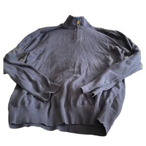 Old Rye Mens Grey Navy Blue XL 3/4 Quarter Zip Sweater 100%cotton Golf